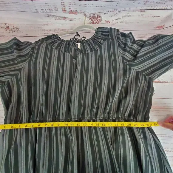 Terra & Sky Black Stripe Peasant Cottagecore Maxi Dress 4X Ruffle Farm Country - Picture 14 of 16